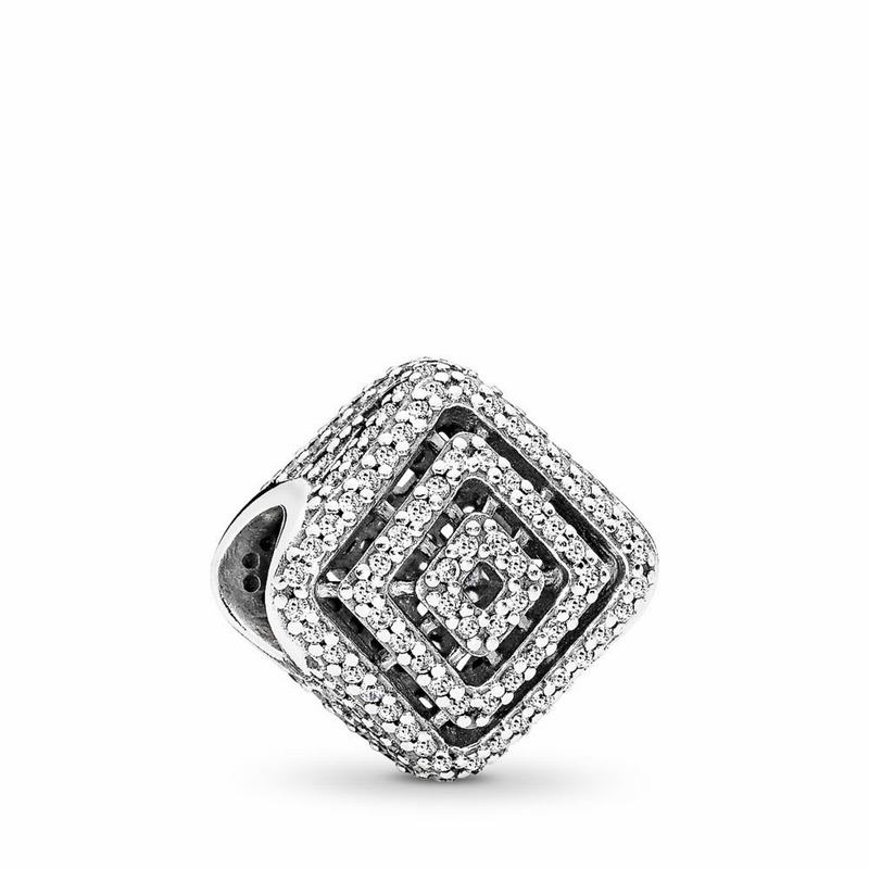 Pandora Geometric Lines Charm Ireland - Sterling Silver/Cubic Zirconia - 709418ZMF